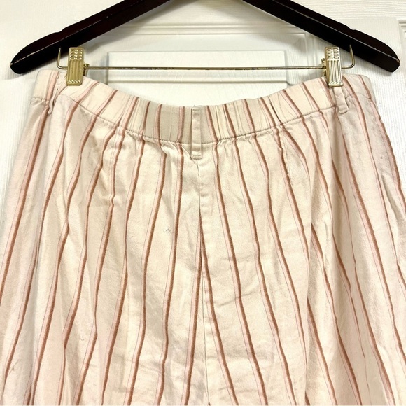 J. Jill Linen Stretch Pull on Pant neutral stripes women’s size L Tall wide leg - Picture 8 of 10
